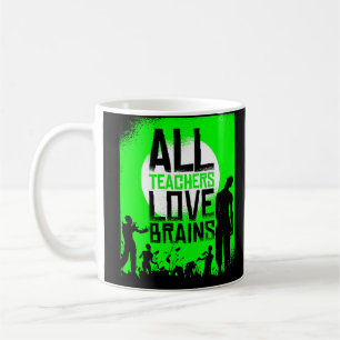 halloween zombie teachers love brains funny coffee mug