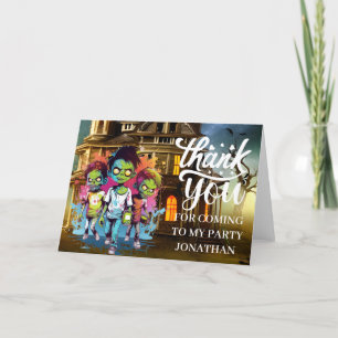 Halloween zombie-themed kids THANK YOU Card