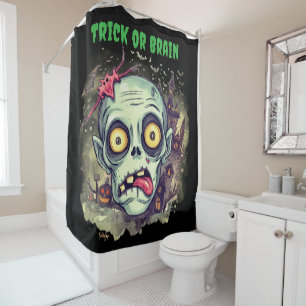 Halloween, Zombie,Trick or Brain, Scary, Spooky Shower Curtain