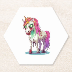 Halloween Zombie Unicorn Paper Coaster
