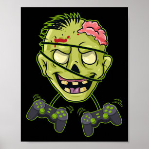 Halloween Zombie Video Gamer Controllers Boys Kids Poster