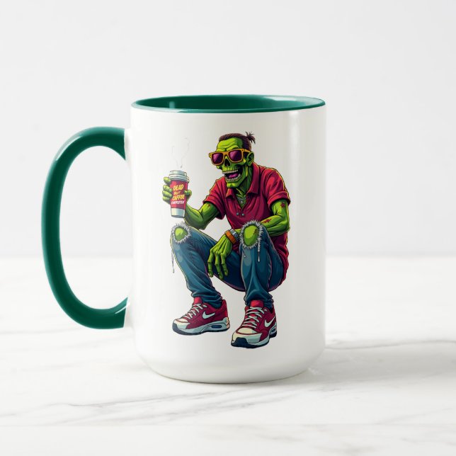 Halloween Zombie with Coffee Mug (Left)