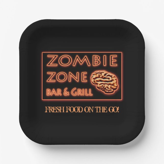 Halloween Zombie Zone Fresh Food On The Go Paper Plate (Front)