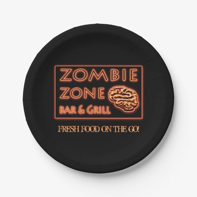 Halloween Zombie Zone Fresh Food On The Go Paper Plate (Front)