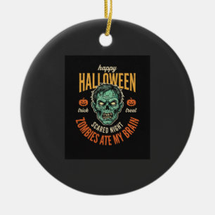 Halloween Zombies Ate My Brain Ceramic Tree Decoration