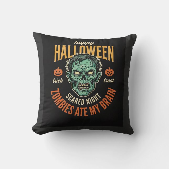 Halloween Zombies Ate My Brain Cushion (Front)