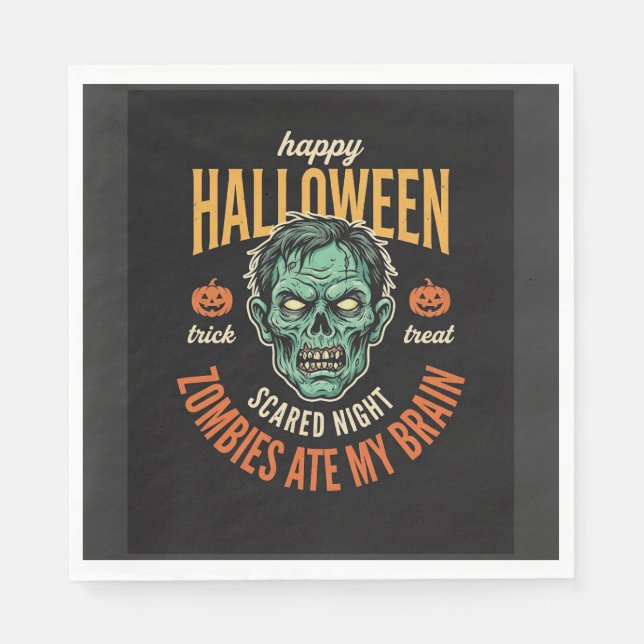 Halloween Zombies Ate My Brain Napkin (Front)