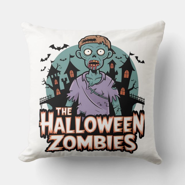 Halloween Zombies Home Throw Pillow: Spooky New Mo Cushion (Front)
