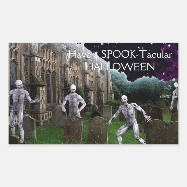 Halloween Zombies Rectangular Sticker (Front)