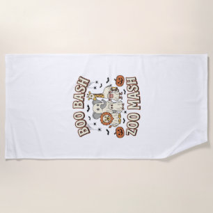 Halloween Zoo Boo Bash Funny Animal Party_1 Beach Towel