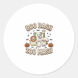 Halloween Zoo Boo Bash Funny Animal Party_1 Classic Round Sticker