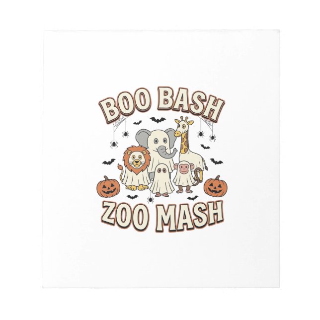 Halloween Zoo Boo Bash Funny Animal Party_1 Notepad (Front)