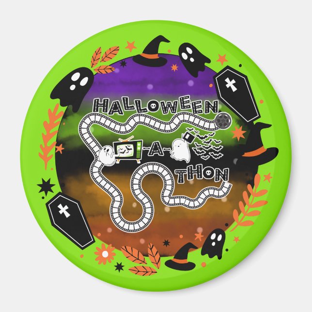Halloweenathon Circle Game Board Green Magnet (Front)