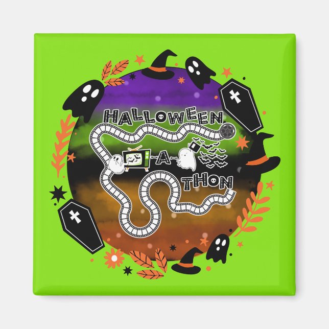Halloweenathon Circle Game Board Green Magnet (Front)