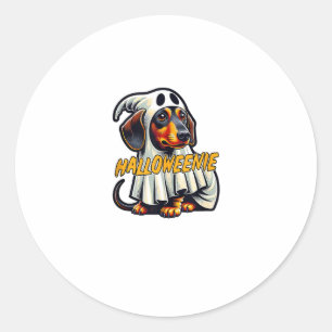Halloweenie Funny Halloween Dachshund Dressed As A Classic Round Sticker
