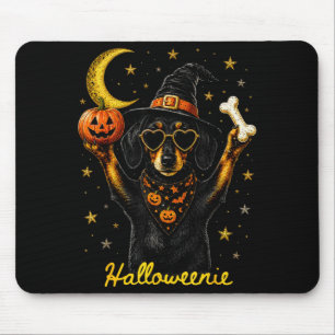 Halloweenie funny halloween dachshund witch mouse mat