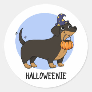 Halloweenie Funny Sausage Dog Pun  Classic Round Sticker