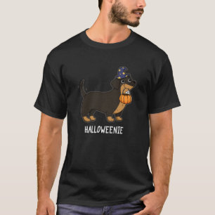Halloweenie Funny Sausage Dog Pun Dark BG T-Shirt