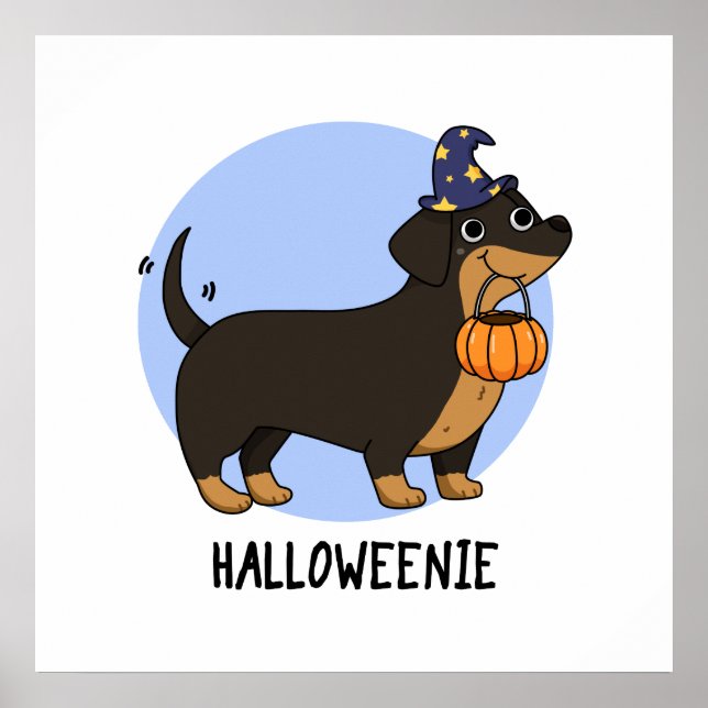 Halloweenie Funny Sausage Dog Pun  Poster (Front)