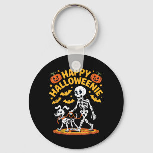 Halloweenie Skeleton Walk Funny Dog Lover Key Ring