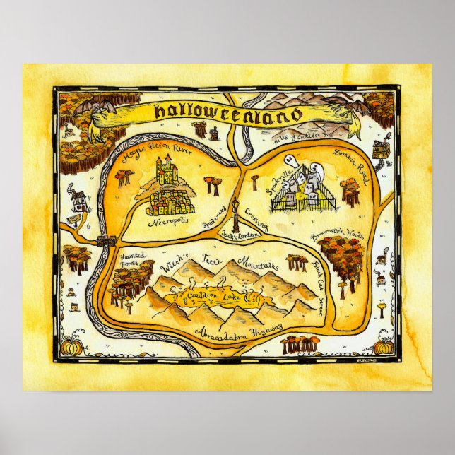 Halloweenland Map Halloween Poster (Front)