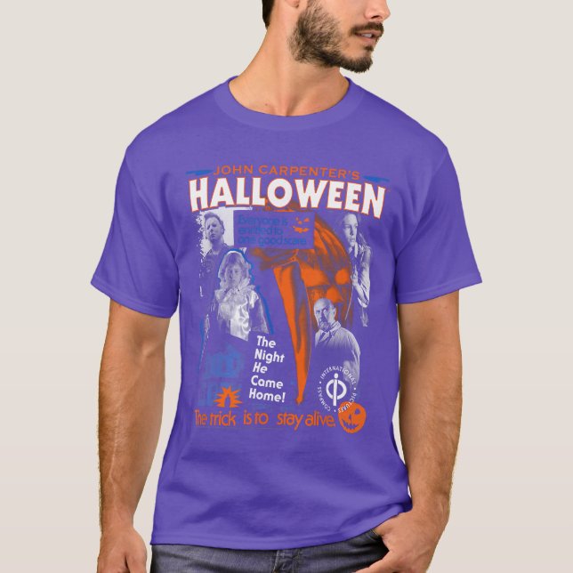 Halloweenrick is to Stay Alive Collage Retro Horro T-Shirt (Front)