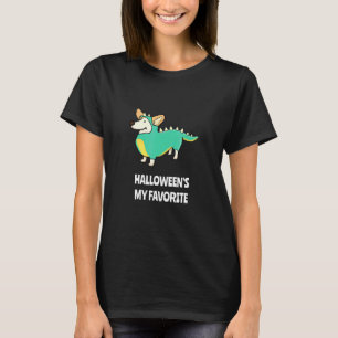 Halloweens My Favourite Cute Corgi Dino Tee