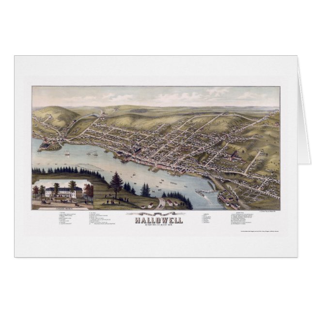 Hallowell, ME Panoramic Map - 1878 (Front Horizontal)