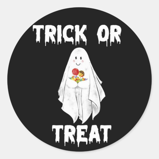 Hallowen Funny White Ghost Classic Round Sticker (Front)