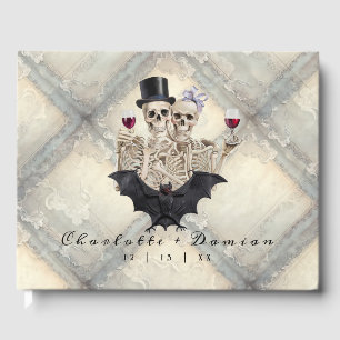Hallowen Gothic Skeleton Bat Wedding Welcome Sign Guest Book