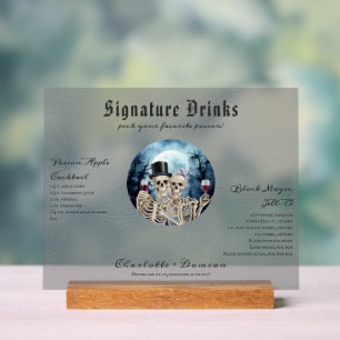 Hallowen Gothic Skulls Tarot The Lovers Wedding Acrylic Sign