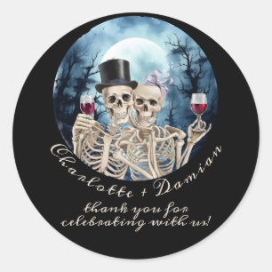 Hallowen Gothic Skulls Tarot The Lovers Wedding Classic Round Sticker