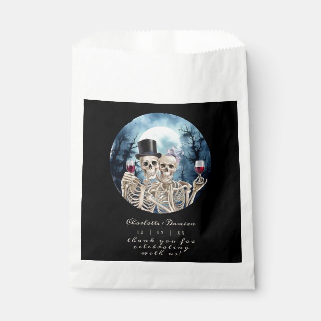 Hallowen Gothic Skulls Tarot The Lovers Wedding Favour Bags (Front)