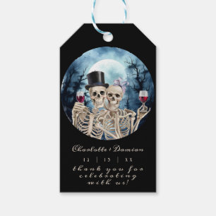 Hallowen Gothic Skulls Tarot The Lovers Wedding Gift Tags