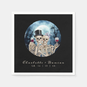 Hallowen Gothic Skulls Tarot The Lovers Wedding Napkin
