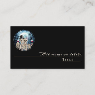 Hallowen Gothic Skulls Tarot The Lovers Wedding Place Card