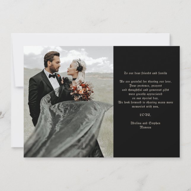 Hallowen Gothic Skulls Tarot The Lovers Wedding Thank You Card (Front)