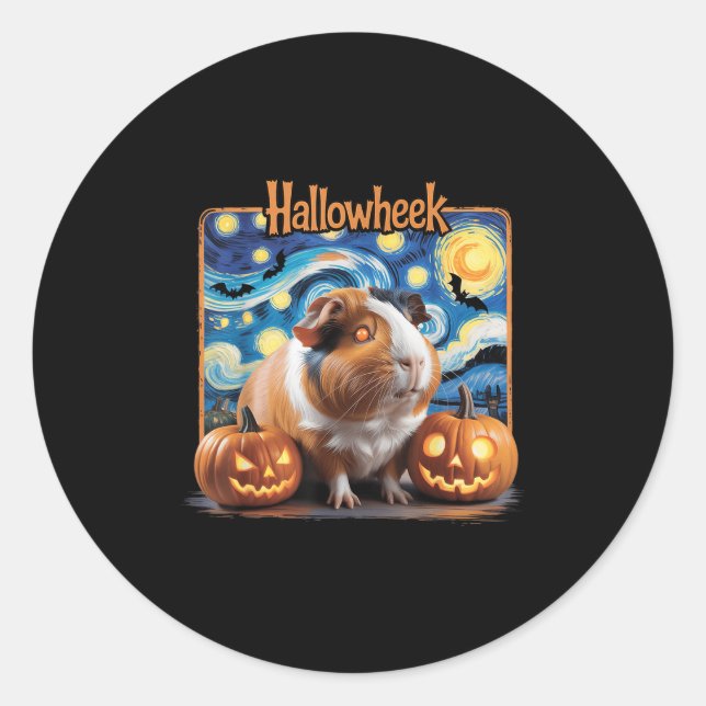 Hallowheek Guinea G Halloween Art  Classic Round Sticker (Front)