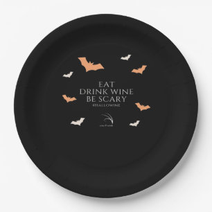 Hallowine Halloween Quote Eat Drink Be Scary Paper Plate