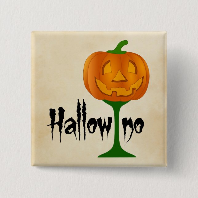 Hallowino Pumpkin Wine Glass Halloween 15 Cm Square Badge (Front)