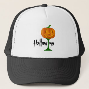 Hallowino Pumpkin Wine Glass Halloween Trucker Hat