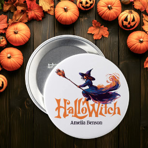 HalloWitch Colourful Witch Illustration Halloween 7.5 Cm Round Badge