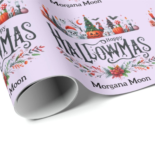 Hallowmas Giftwrap Halloween Christmas Mashup Wrapping Paper (Roll Corner)
