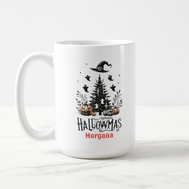 Hallowmas Halloween Christmas Mashup Coffee Mug (Left)