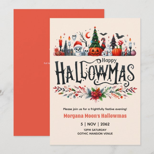 Hallowmas Invitations Halloween Christmas Mashup (Front/Back)