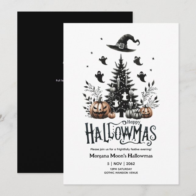Hallowmas Invitations Halloween Christmas Mashup (Front/Back)