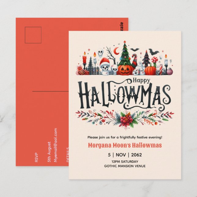 Hallowmas Invitations Halloween Christmas Mashup (Front/Back)