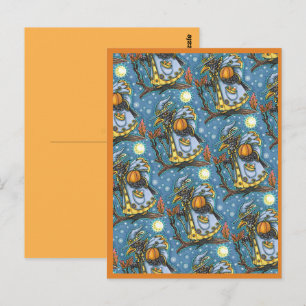 HALLOWS EVE BLACKBIRD WIZARD, HALLOWEEN RAVEN POSTCARD