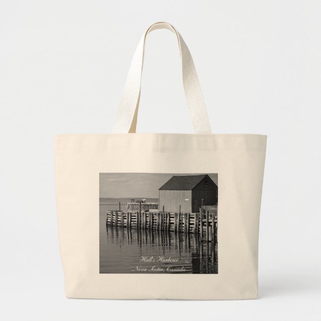 Hall's Harbour Wharf (B&W) Bag (Front)