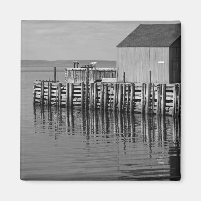 Hall's Harbour Wharf (B&W) Magnet (Front)